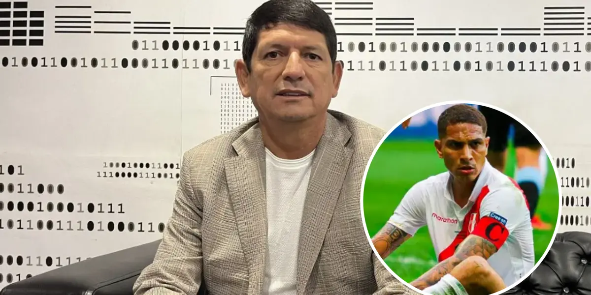 Agustín Lozano sentado y Paolo Guerrero serio (Foto: RPP)