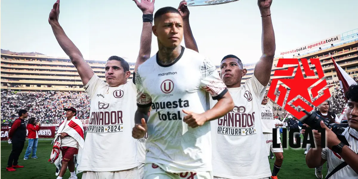 Aldo Corzo y Edison Flores festejando el título del Torneo Apertura, delante de ellos Andy Polo