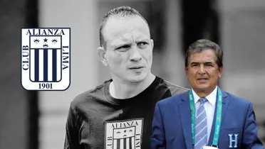 Alejandro Restrepo mirando a uno de los lados y Jorge Luis Pinto con el traje de la Selección Honduras