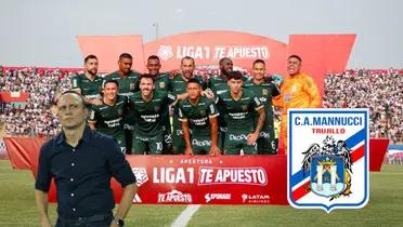 Alejandro Restrepo mirando de reojo, mientras Alianza Lima se toma la foto del partido
