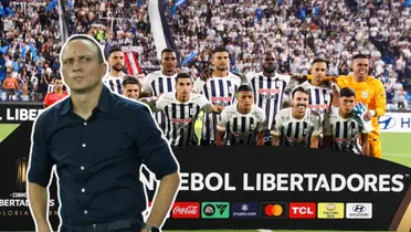Alejandro Restrepo mirando serio y el plantel de Alianza Lima