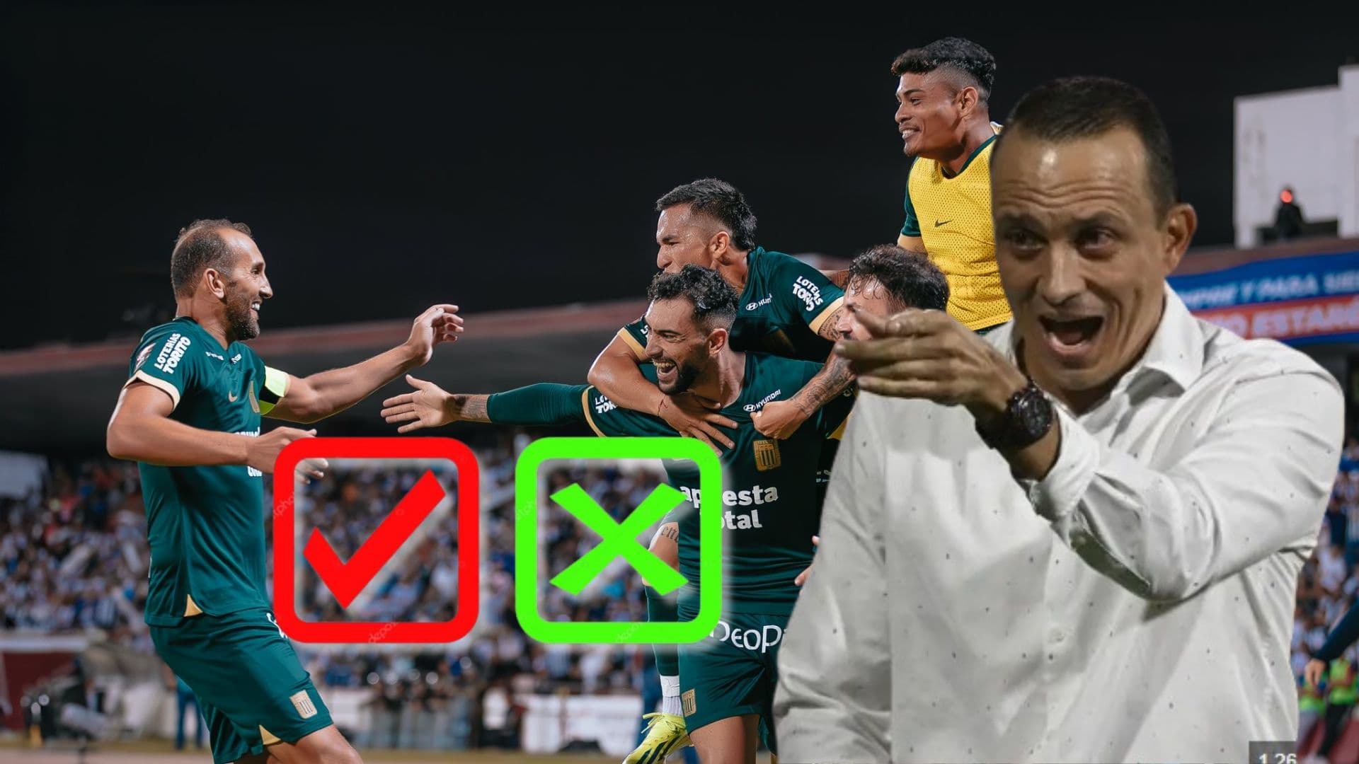 Alejandro Restrepo señalando a sus jugadores de Alianza Lima