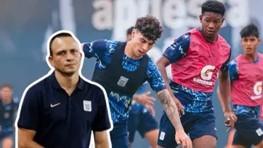 Alejandro Restrepo serio y jugadores de Alianza Lima entrenando (Foto: Alianza Lima)