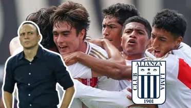 Alejandro Restrepo serio y la Selección Peruana celebrando (Foto: Selección Peruana)