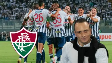 Alejandro Restrepo sonriendo y Alianza Lima celebrando