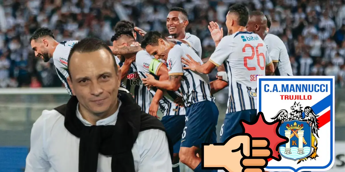Alejandro Restrepo sonriendo y Alianza Lima celebrando gol