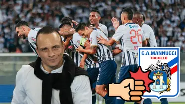 Alejandro Restrepo sonriendo y Alianza Lima celebrando gol