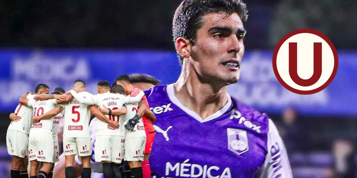 Alfonso Barco jugando para Defensor Sporting y debajo jugadores de la ´U´ abrazados