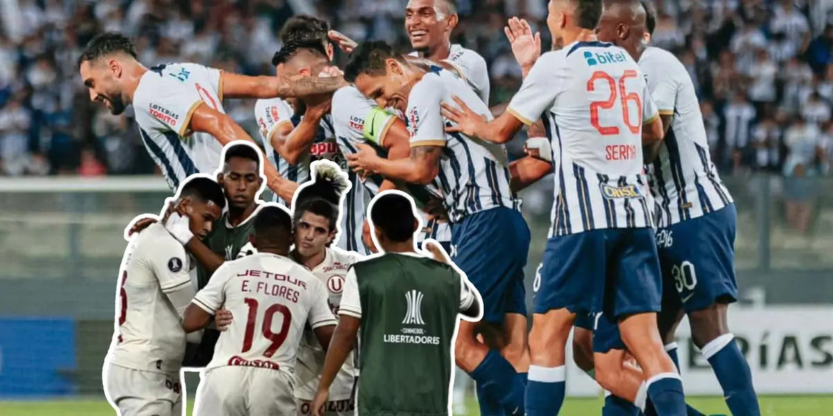 Alianza Lima celebrando gol y los jugadores de la U tristes (Foto: Alianza Lima)