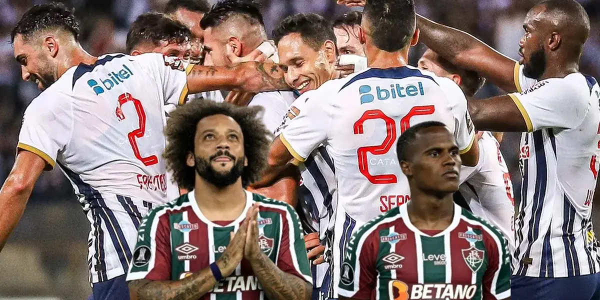 Alianza Lima celebrando y Marcelo con su compañero