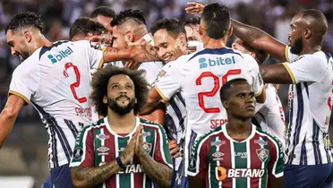 Alianza Lima celebrando y Marcelo con su compañero