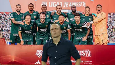 Alianza Lima posando para la foto y Alejandro Restrepo mirando serio