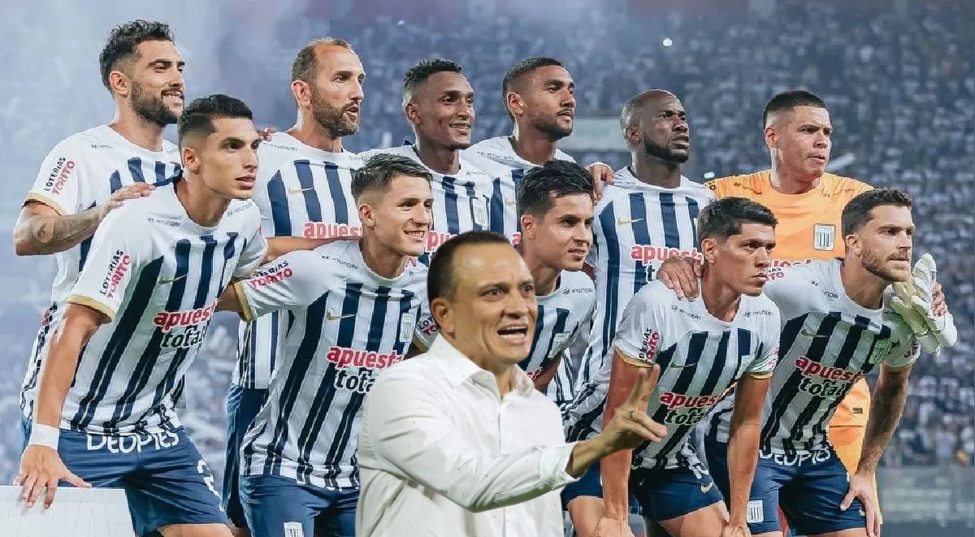 Alianza Lima posando para los reporteros gráficos, en la imagen también está Alejandro Restrepo. FOTO: RPP