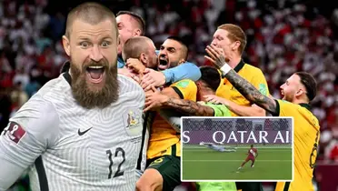 Andrew Redmayne celebrando, Australia festejando y Valera fallando su penal