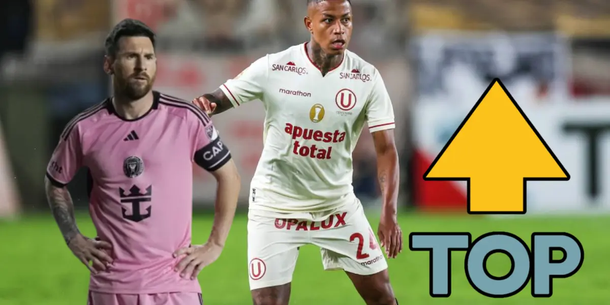 Andy Polo con camiseta de la U y Lionel Messi en Inter Miami