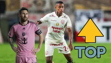 Andy Polo con camiseta de la U y Lionel Messi en Inter Miami