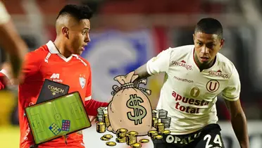 Andy Polo disputando una acción de juego en el Cienciano vs Universitario