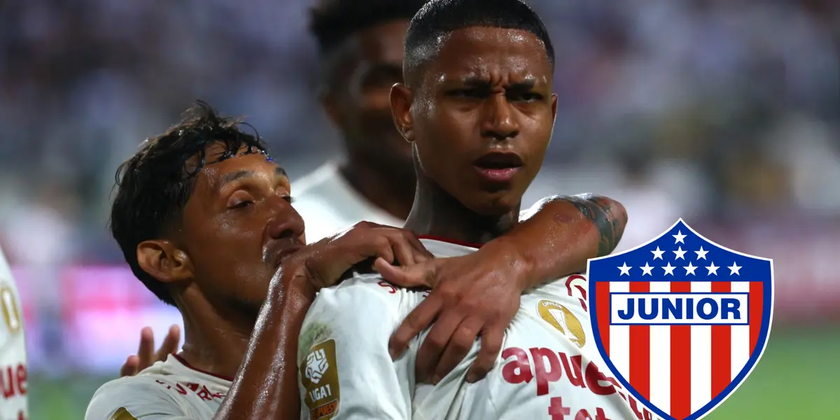 Andy Polo festejando gol con Christofer Gonzales