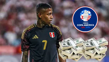 Andy Polo vistiendo la camiseta alterna de la Selección Peruana