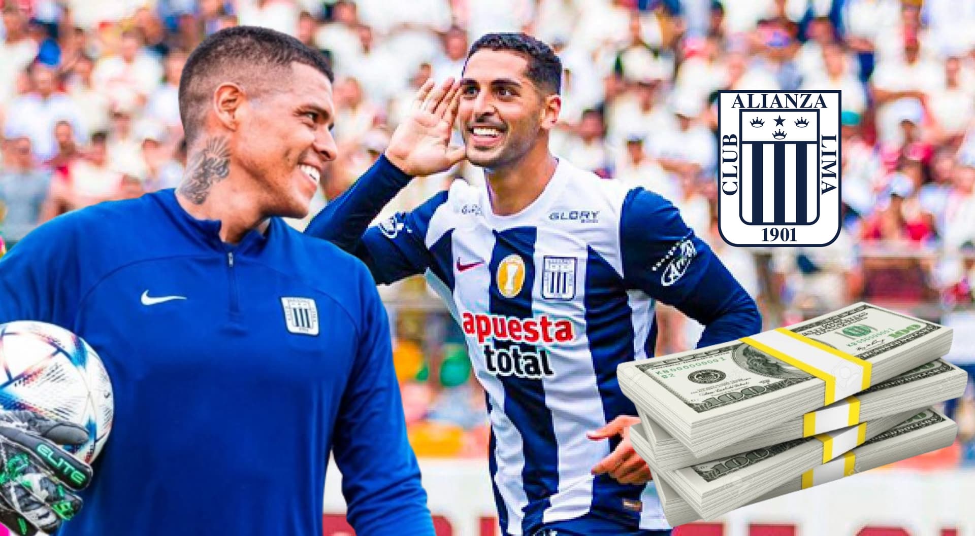 Ángelo Campos, al lado Pablo Sabbag. Ambos con los colores de Alianza Lima. FOTO: Ovación