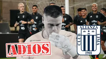 Ángelo Campos mirando al suelo y la Selección Peruana entrenando