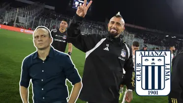 Arturo Vidal feliz y Alejandro Restrepo serio (Foto: Colo Colo)