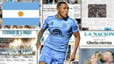 Bryan Reyna con camiseta de Belgrano