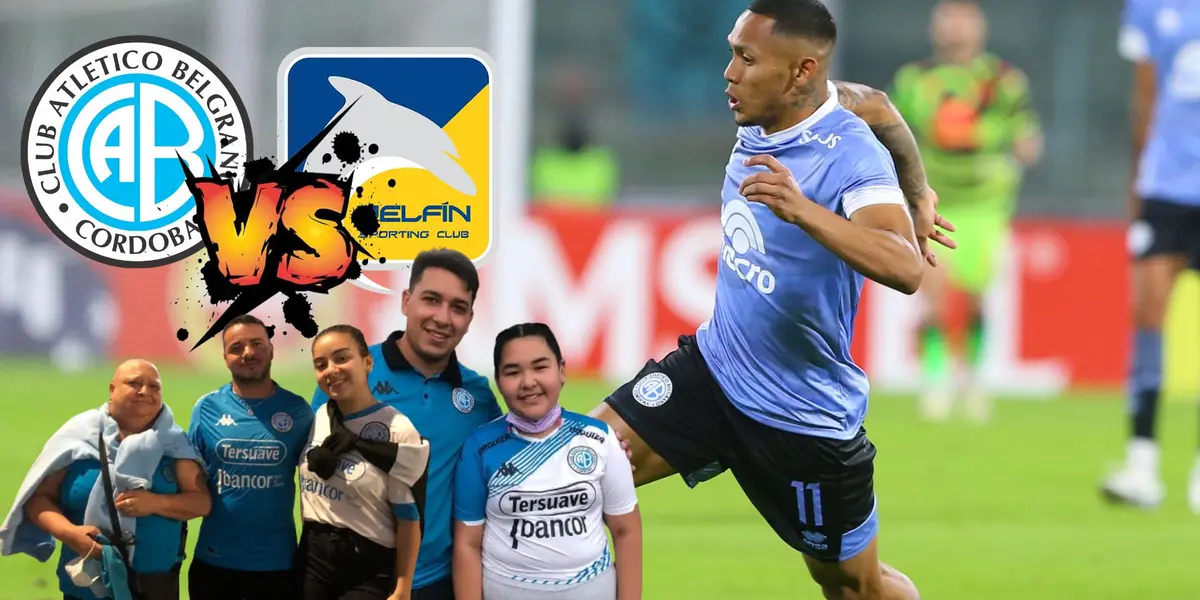 Bryan Reyna en una jugada del partido entre Belgrano vs Delfín