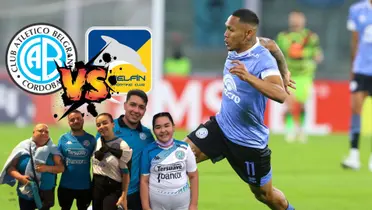 Bryan Reyna en una jugada del partido entre Belgrano vs Delfín