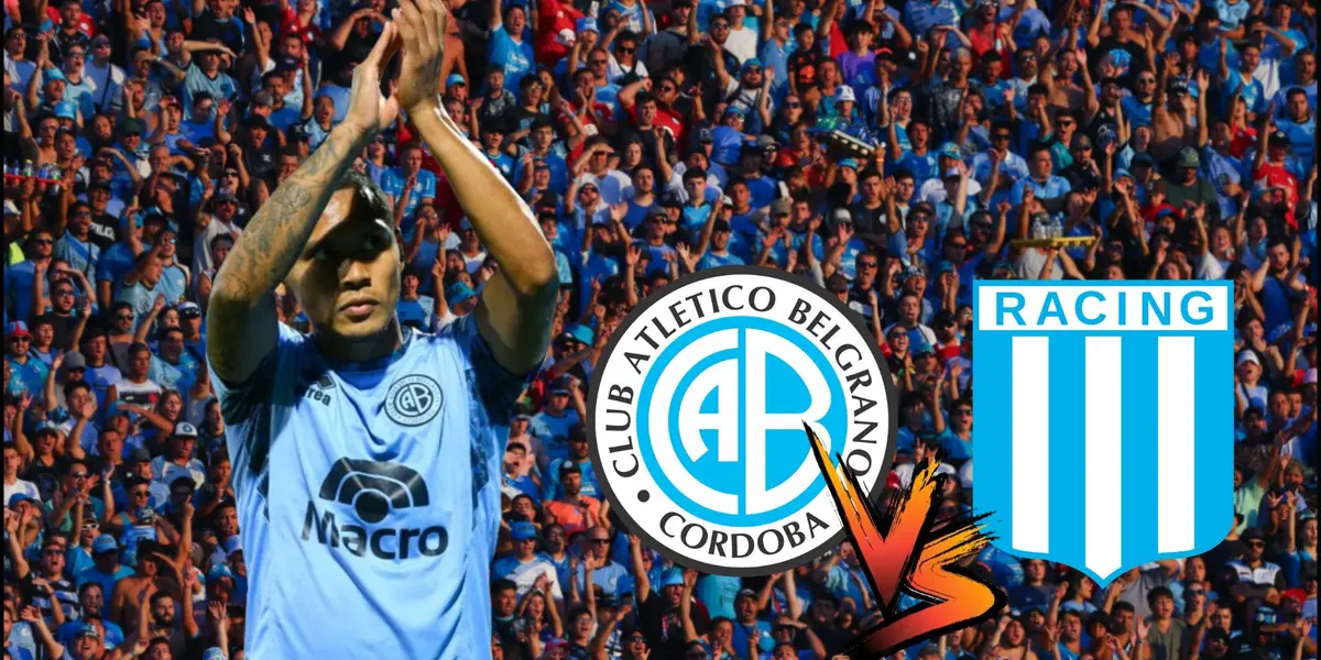 Bryan Reyna saludando a la hinchada del Belgrano de Córdoba