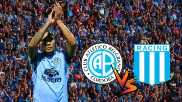 Bryan Reyna saludando a la hinchada del Belgrano de Córdoba