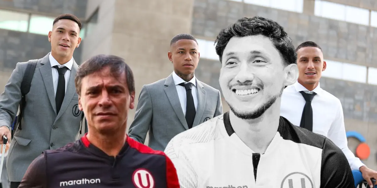 Bustos, Canchita Gonzáles y demás jugadores de la ´U´ en el fondo