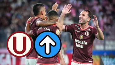 Calcaterra, Flores y Valera celebrando con la camiseta de Universitario de Deportes
