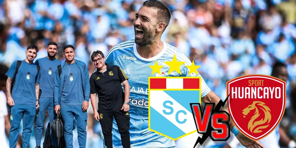 Cauteruccio gritando un gol y debajo parte de la delegación rimense