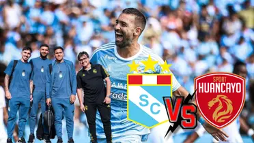 Cauteruccio gritando un gol y debajo parte de la delegación rimense