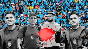 Chávez, Ávila, Da Silva, Pretell y detrás la hinchada de Sporting Cristal