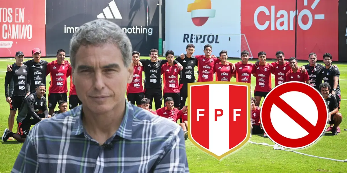 Chemo del Solar y detrás los jugadores de la Sub-20 en Videna