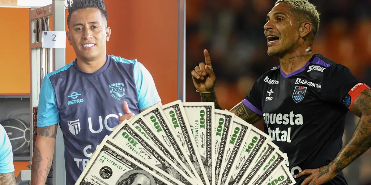 Christian Cueva feliz y Paolo Guerrero reclamando