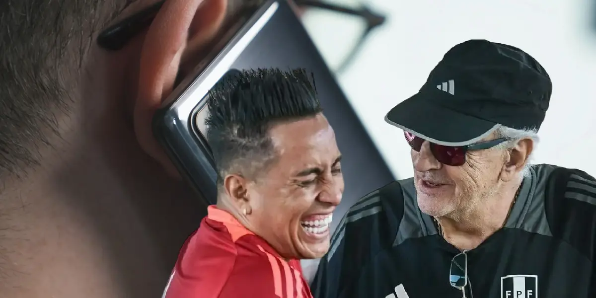 Christian Cueva hablando con Jorge Fossati