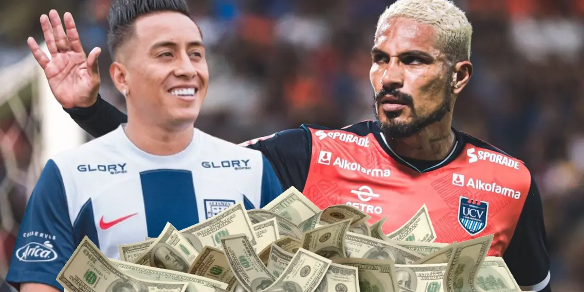 Christian Cueva sonriente, mientras Paolo Guerrero se le ve serio