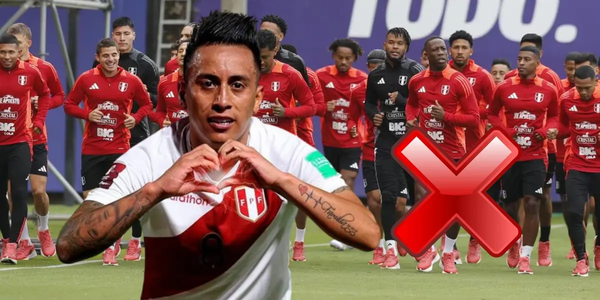 Christian Cueva y detrás jugadores de la Blanquirroja entrenando en Videna