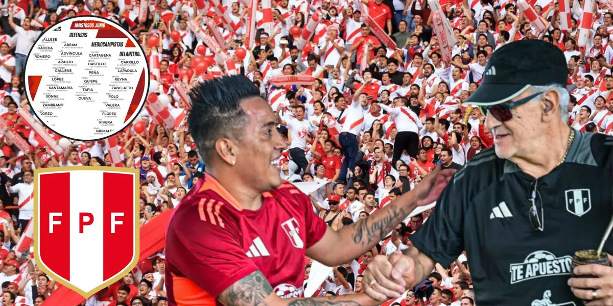 Christian Cueva y Jorge Fossati saludándose con afecto