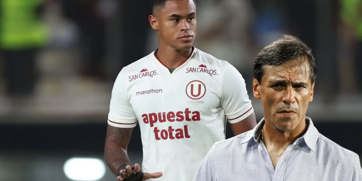 Christopher Olivares pidiendo calma y Fabián Bustos mirando con dudas