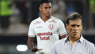 Christopher Olivares pidiendo calma y Fabián Bustos mirando con dudas