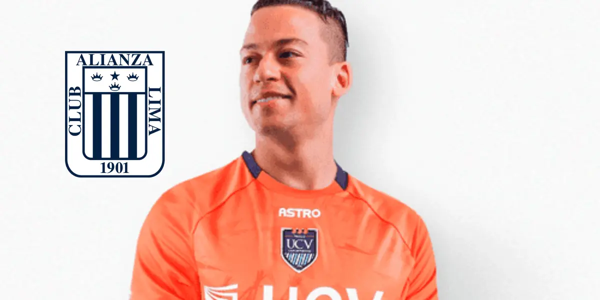 Cristian Benavente con el buzo de la Universidad César Vallejo.