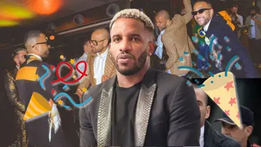 Dani Alves festejando a lo grande en una fiesta y Jefferson Farfán vestido de forma elegante
