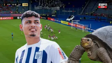 De fondo la imagen del instante del gol de Cerro Porteño, también aparece Jeriel de Santis y una tortuga 