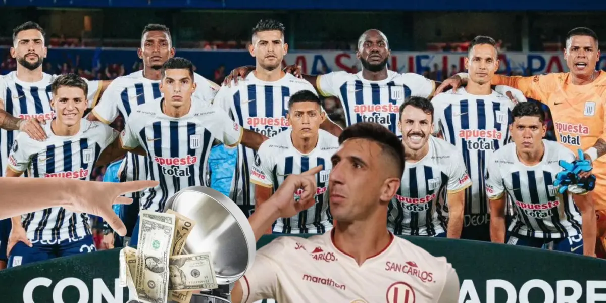 Diego Dorregaray celebrando y los jugadores de Alianza Lima posando para la foto