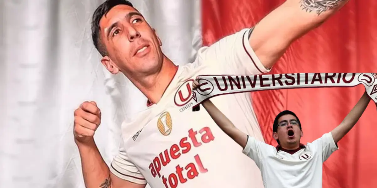 Diego Dorregaray posando con la camiseta de Universitario. 