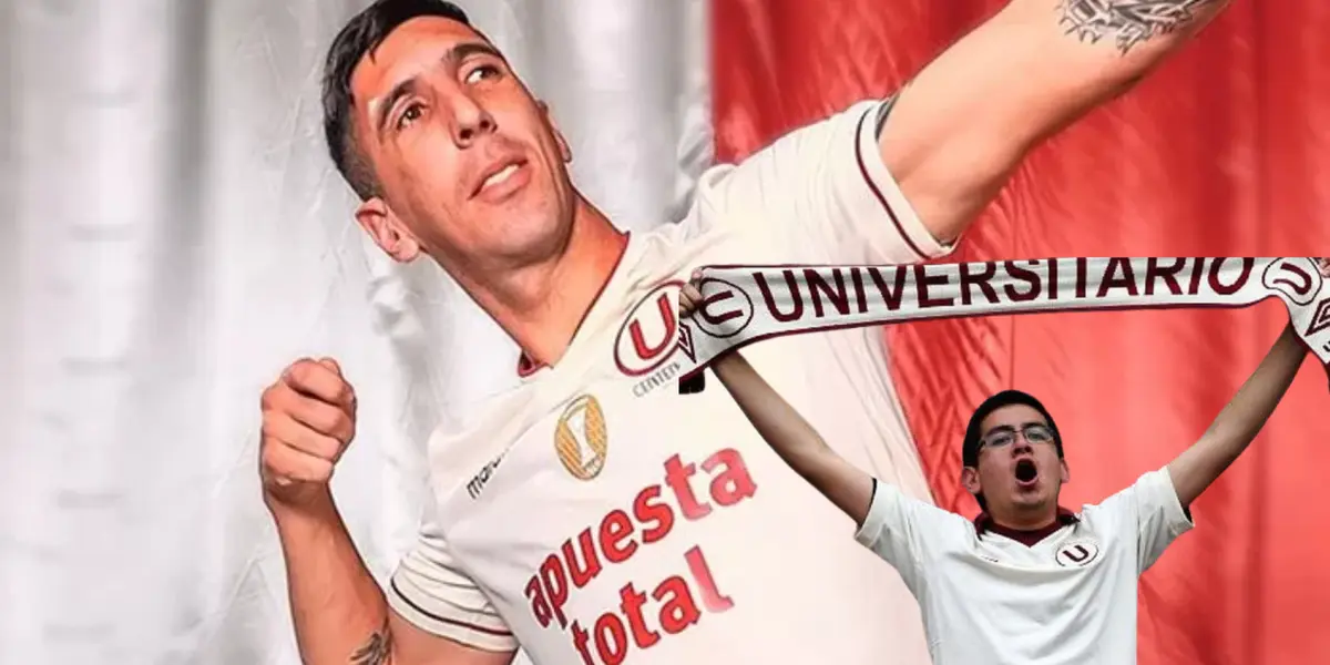 Diego Dorregaray posando con la camiseta de Universitario.